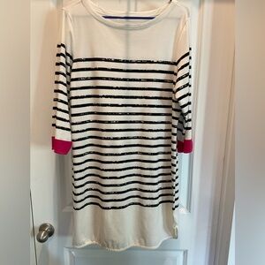 Chic Striped Dress with Pink Accents